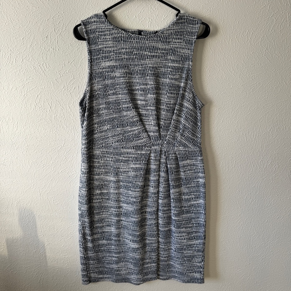 Banana Republic Tweed Sheath Dress Women’s 14 Blue Pleated Dress